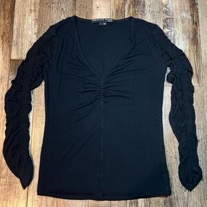 Veronica Beard Ribbed Knit Vneck Long Sleeve Ruched Women’s Size Small